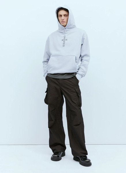  Ice & Techno Ice & Techno Cross Logo Print Hooded Sweatshirt - Mann Sweatshirts Grey M 