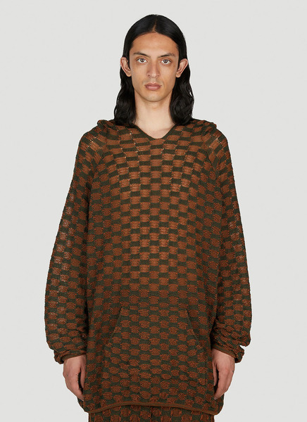  Isa Boulder Isa Boulder Check Knit Hooded Sweater - Mann Strick Brown L 