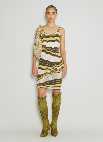  Isa Boulder Isa Boulder Wave Knit Midi Dress - Frau Kleider Yellow L 