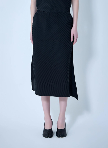  Issey Miyake Issey Miyake Diagonal Textured Midi Skirt - Frau Röcke Black 2 
