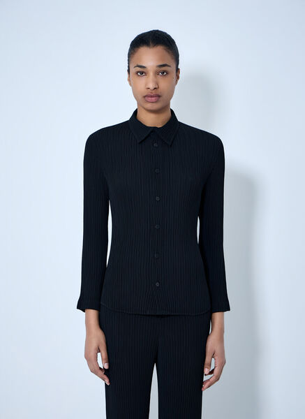  Issey Miyake Issey Miyake Textured Button-down Shirt - Frau Hemden Black 3 