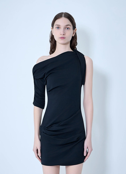  Jacquemus Jacquemus La Mini Robe Drapeado Mini Dress - Frau Kleider Black L 
