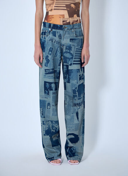  Jean Paul Gaultier Jean Paul Gaultier Newspaper Print Jeans -  Jeans Blue 30 