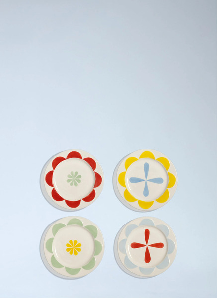  &k Amsterdam &k Amsterdam Set Of Four Folk Dessert Plates -  Kitchen Multicolour One Size 