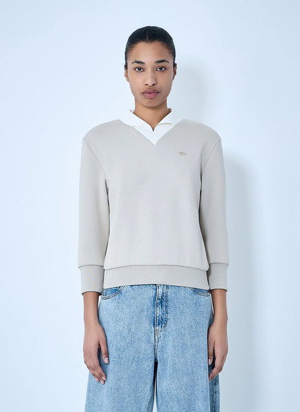  Lacoste Lacoste V-neck Knit Sweater - Frau Strick Beige S 