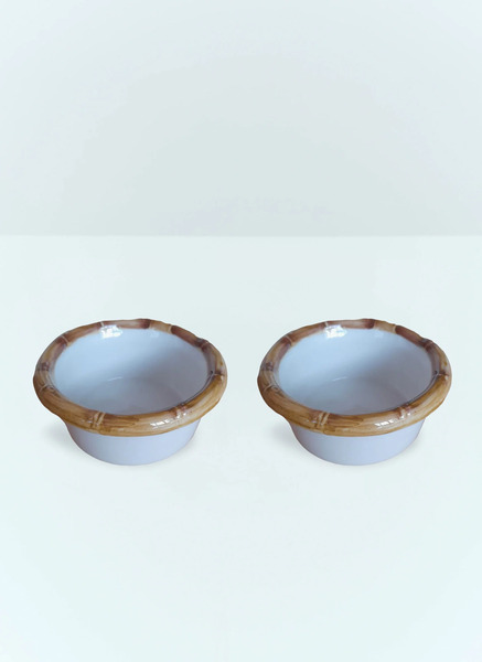  Les-ottomans Les-ottomans Set Of Two Bamboo Starter Bowls -  Kitchen White One Size 