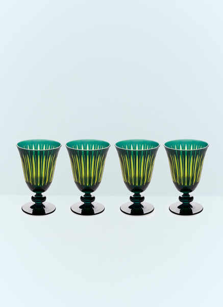  L'objet L'objet Set Of Four Prism Wine Glasses -  Glassware Green One Size 