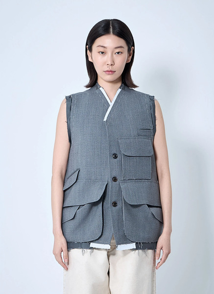  Maison Margiela Maison Margiela Distressed Wool Waistcoat - Frau Tops Grey It - 42 