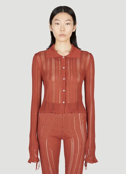  Marco Rambaldi Marco Rambaldi Ribbed Knit Shirt - Frau Strick Brown S 