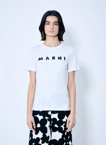  Marni Marni Logo Motif T-shirt - Frau T-shirts White It - 38 