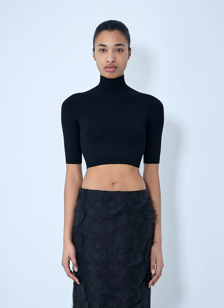  Max Mara Max Mara High-neck Cropped Knit Top - Frau Tops Black M 