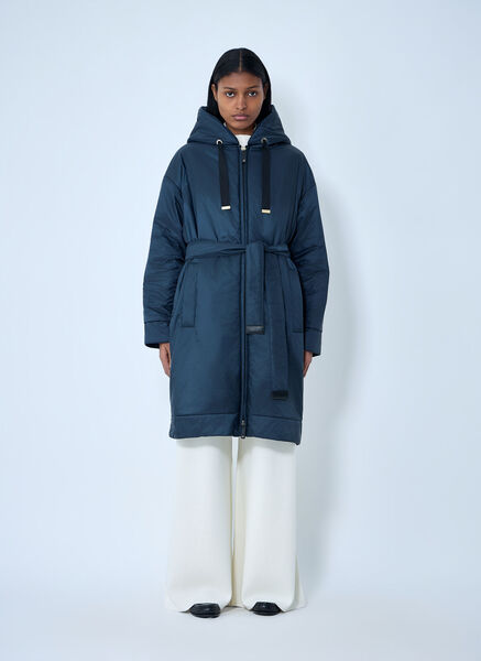  Max Mara Max Mara Hooded Quilted Coat With Belt - Frau Mäntel Blue It - 38 
