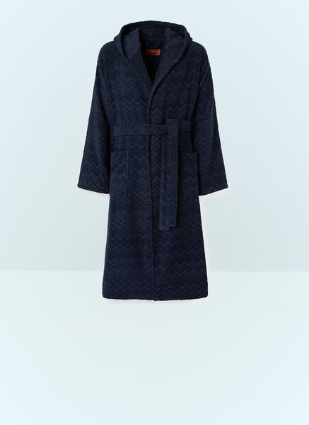  Missoni Missoni Chalk Hooded Bathrobe -  Bathroom Blue L 