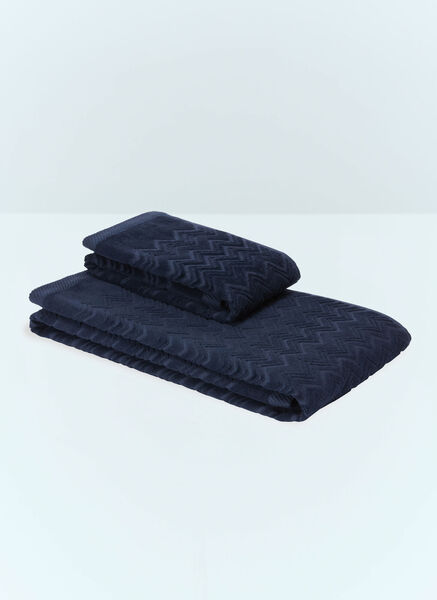 Missoni Missoni Set Of Two Chalk Towels -  Bathroom Blue One Size 
