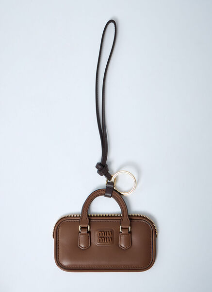  Miu Miu Miu Miu Arcadie Leather Keyring - Frau Schlüsselringe Brown One Size 