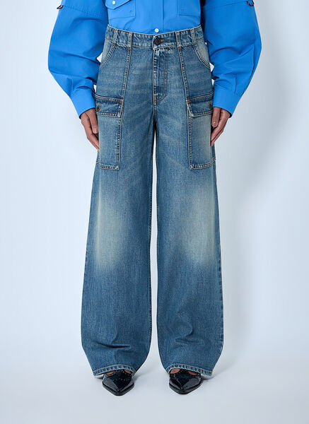  Miu Miu Miu Miu Cargo Denim Jeans - Frau Jeans Blue 28 