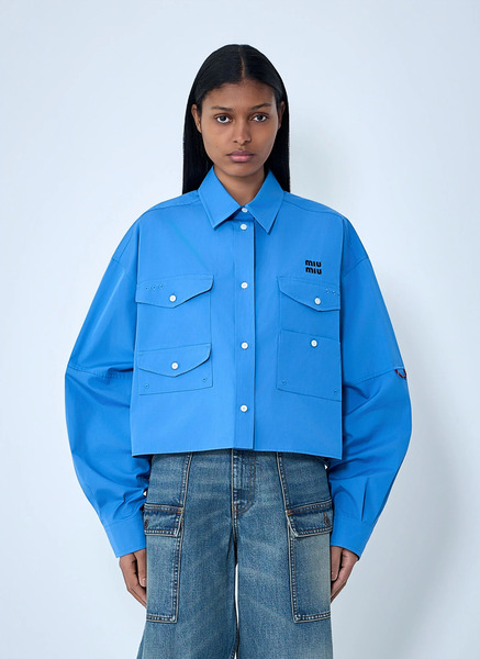  Miu Miu Miu Miu Cropped Utility Shirt - Frau Hemden Purple It - 38 