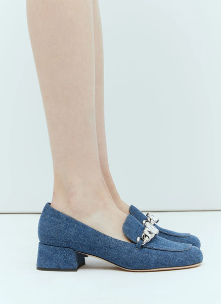 Miu Miu Miu Miu Crystal Embellished Denim Pumps - Frau Heels Blue Eu - 39 