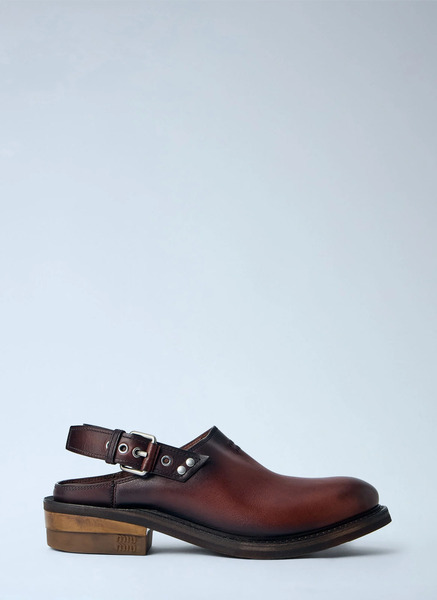  Miu Miu Miu Miu Foule Leather Mules - Frau Mules Brown Eu - 38 