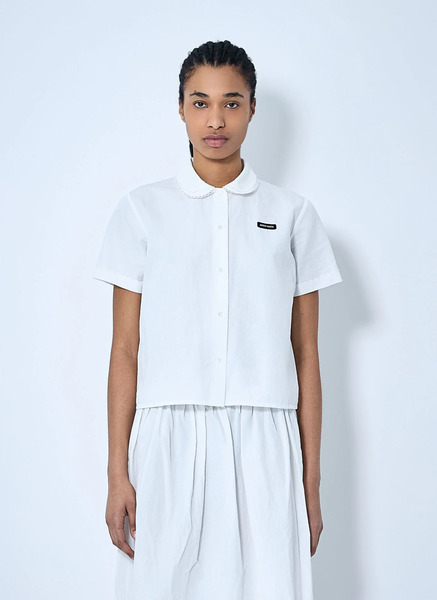  Miu Miu Miu Miu Logo Patch Shirt - Frau Hemden White It - 42 