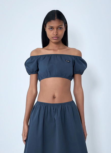  Miu Miu Miu Miu Off-shoulder Crop Top - Frau Tops Grey It - 40 