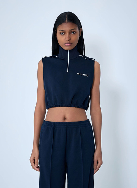  Miu Miu Miu Miu Sleeveless High-neck Crop Top - Frau Tops Navy It - 38 