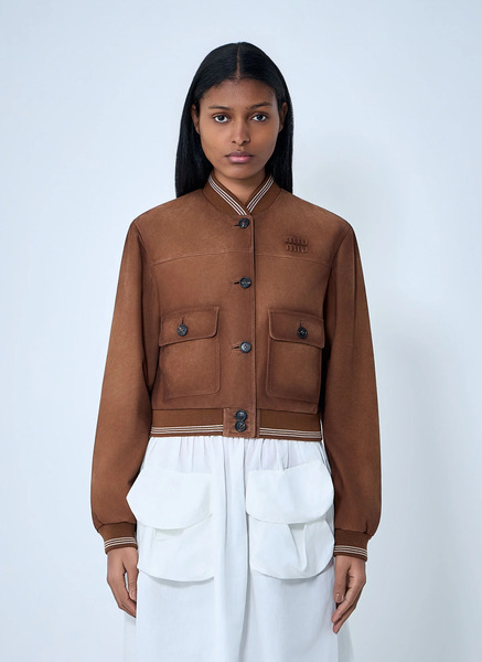  Miu Miu Miu Miu Suede Bomber Jacket - Frau Jacken Brown It - 40 