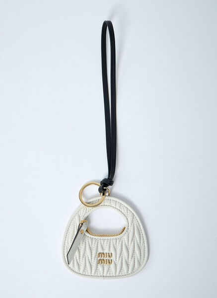  Miu Miu Miu Miu Wander Leather Keyring - Frau Schlüsselringe White One Size 