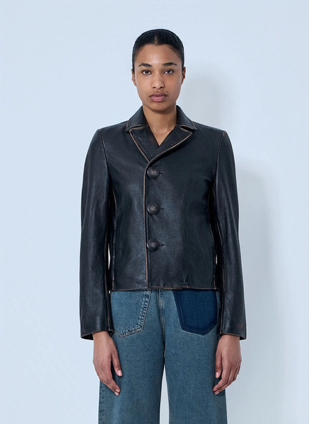  Mm6 Maison Margiela Mm6 Maison Margiela Leather Button-front Jacket - Frau Jacken Black It - 40 