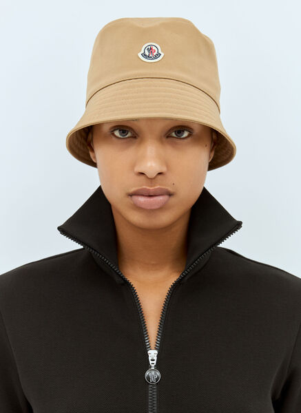  Moncler Moncler Logo Patch Bucket Hat - Frau Hats Beige S 