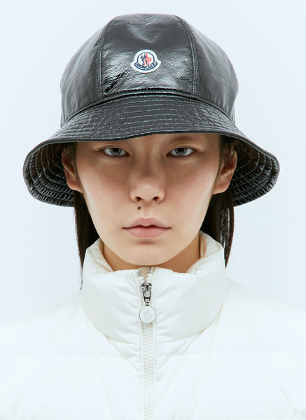  Moncler Moncler Logo Patch Bucket Hat - Frau Hats Black S 