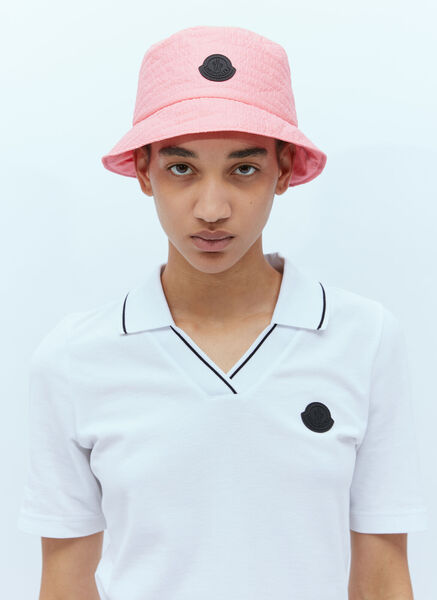  Moncler Moncler Logo Patch Bucket Hat - Frau Hats Pink M 
