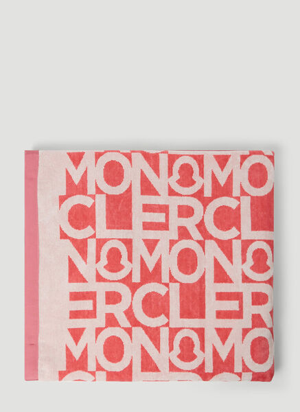  Moncler Moncler Logo Print Beach Towel - Frau Textiles Red One Size 