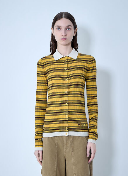  Moncler Moncler Striped Button-down Cardigan - Frau Strick Yellow Xs 