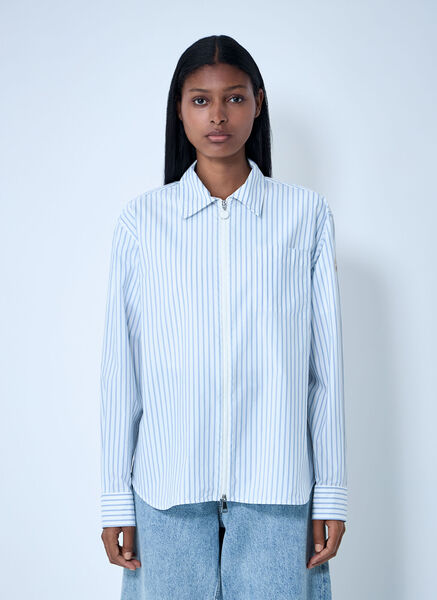  Moncler Moncler Striped Shirt With Logo Patch - Frau Hemden White L 