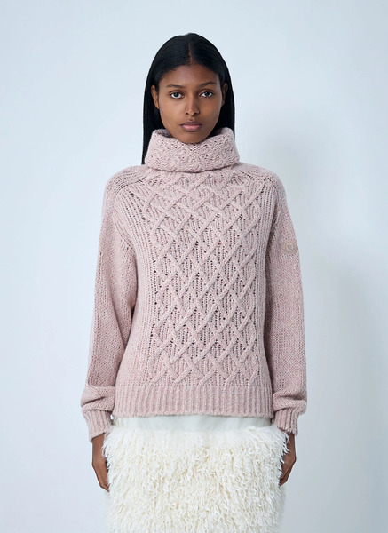  Moncler Moncler Wool-blend Cable Knit Sweater - Frau Strick Pink M 