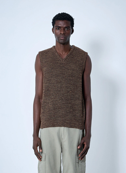  Noah Noah Twisted Yarn Sweater Vest - Mann Strick Brown M 