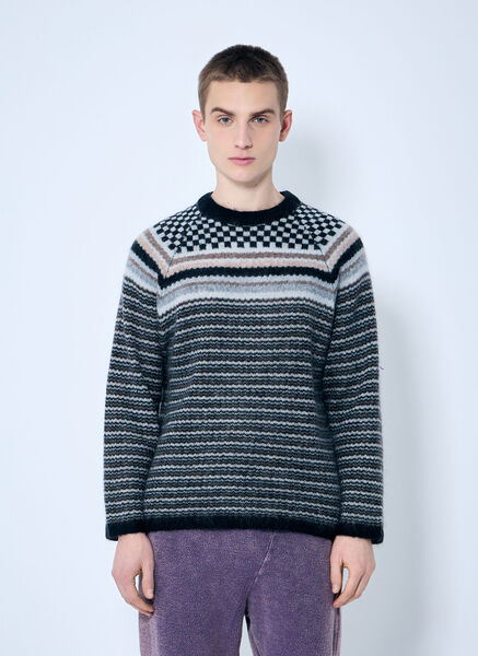  Nòmarythm Textile Nòmarythm Textile Checker And Striped Sweater - Mann Strick Grey 4 
