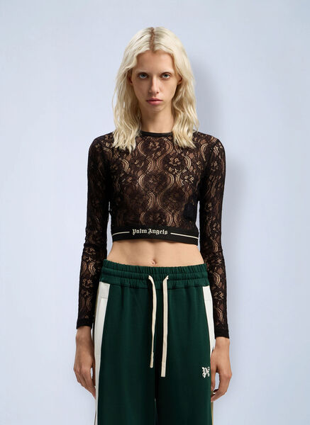  Palm Angels Palm Angels Classic Logo Lace Top - Frau T-shirts Black M 