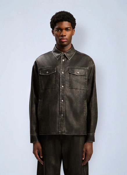  Palm Angels Palm Angels Curved Logo Coated Overshirt - Mann Jacken Grey It - 46 