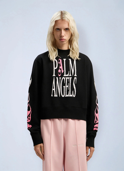  Palm Angels Palm Angels Flames Fitted Crew Sweatshirt - Frau Sweatshirts Black M 