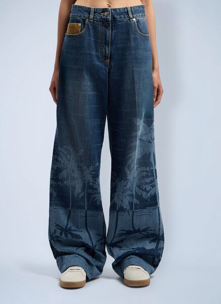  Palm Angels Palm Angels Palms Loose Denim Pants - Frau Jeans Light Blue 25 