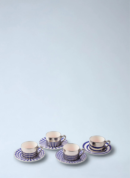  Polspotten Polspotten Geometric Porcelain Espresso Cup Set -  Tea & Coffee Blue One Size 