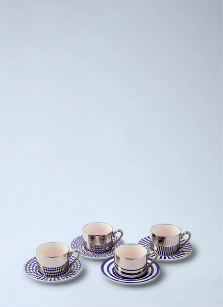  Polspotten Polspotten Set Of Four Aunty Coffee Cups -  Tea & Coffee Blue One Size 