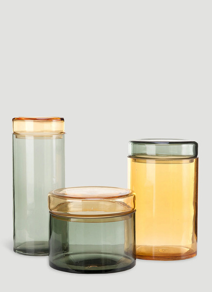  Polspotten Polspotten Set Of Three Caps & Jars Multi Mix -  Glassware Transparent One Size 