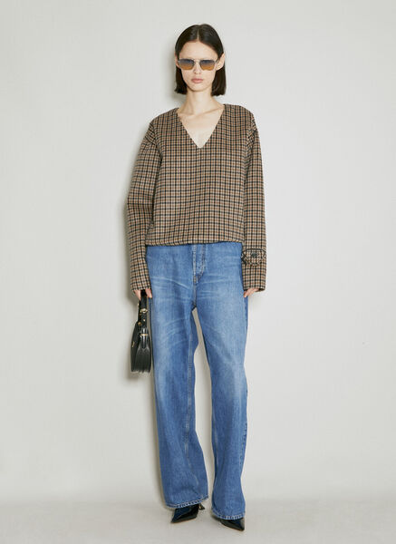  Prada Prada Cashgora Check Top - Frau Strick Brown It - 40 