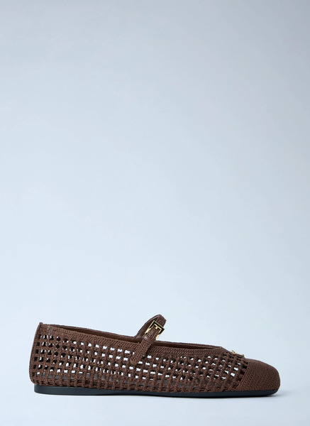  Prada Prada Crochet Knit Ballerina Flats - Frau Flats Brown Eu - 37 