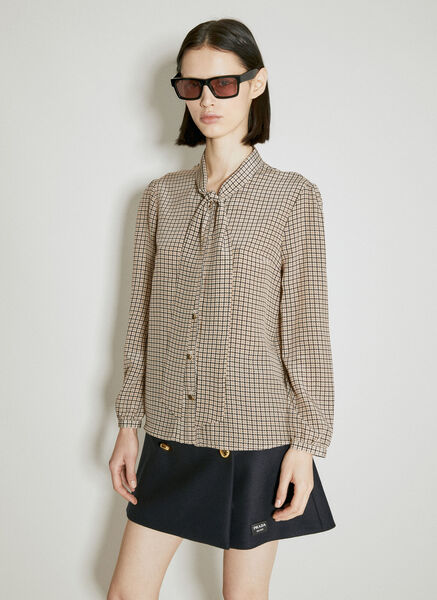 Prada Prada Jacquard Crepe De Chine Shirt - Frau Hemden Brown It - 42 