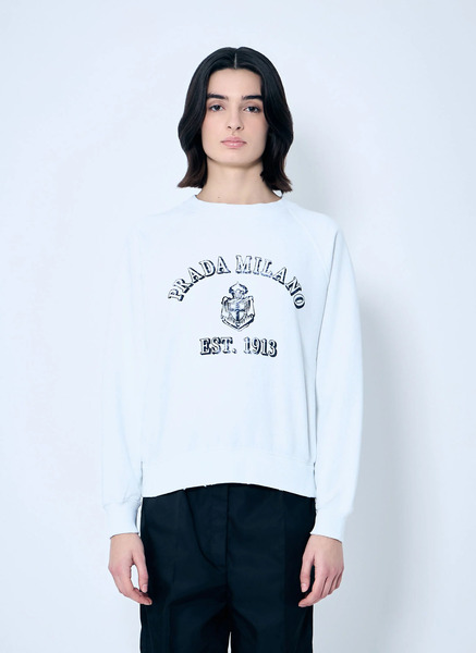  Prada Prada Logo Print Sweatshirt - Frau Sweatshirts White S 