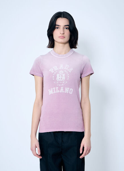 Prada Prada Logo Print T-shirt - Frau T-shirts Purple S 